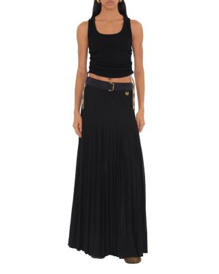  Pleated Crepe Jersey Maxi Skirt