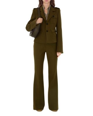 Nylon Wool Blend Tailored Trousers