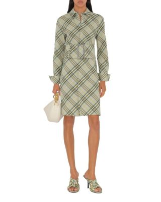 Check Stretch Linen Shirt Dress