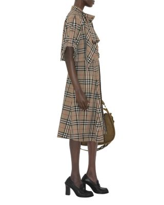  Check Silk Blend Trench Dress