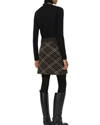 Check Wool Cashmere Skirt