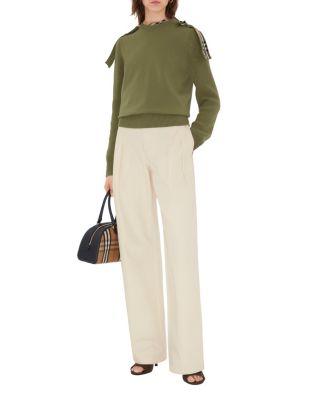  Check Epaulette Wool Cashmere Blend Sweater