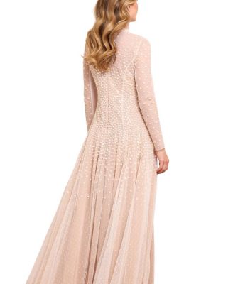 Sequin Cascade Round Neck Gown