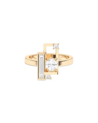 Shahla Karimi From The Luxe Collection Certified Lab Grown Diamond Mixed Cut Scarpa Brilliant Olivetti Frame Ring  In Gold