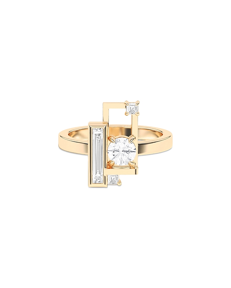 Shahla Karimi From The Luxe Collection Certified Lab Grown Diamond Mixed Cut Scarpa Brilliant Olivetti Frame Ring In Gold