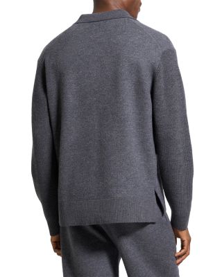 Open Collar Merino Wool Polo Sweater
