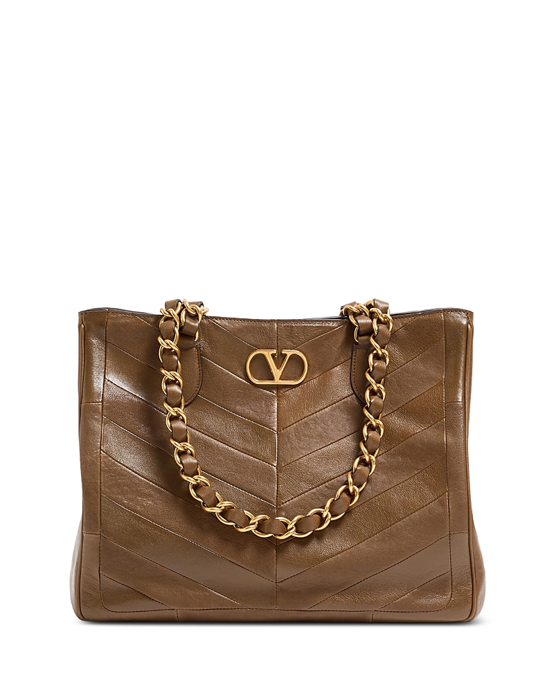 Valentino Garavani Laseine Vlogo Leather Tote Bag In Brown