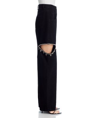 Ayla High Rise Embellished Jeans in Black
