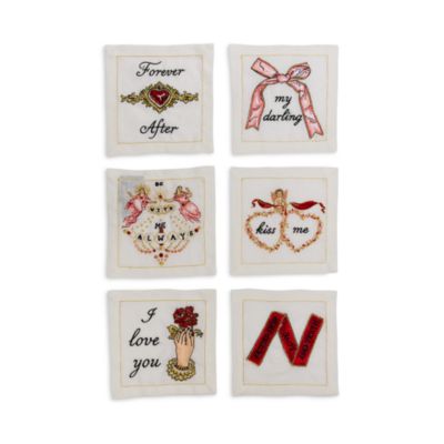 "Wuthering Heights" Linen Cocktail Napkins, Set of 6