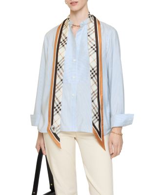 Skinny Check Knight Stamp Silk Scarf