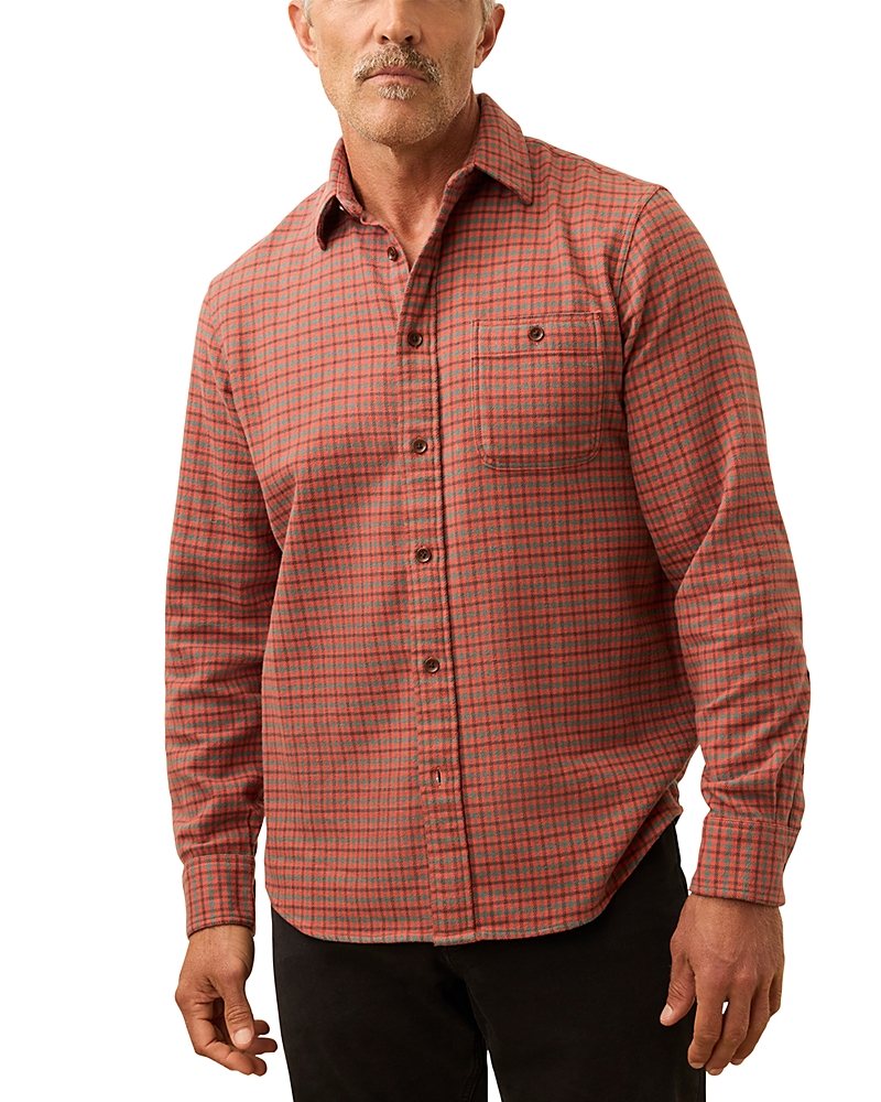 Faherty Super Brushed Flannel Shirt In Orange
