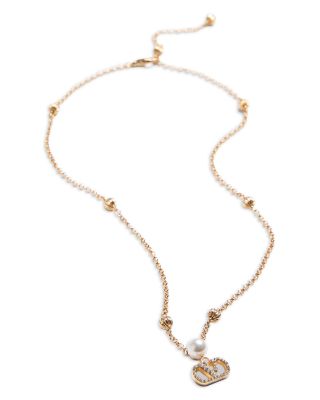 V Logo Signature Necklace, 15.7-16"