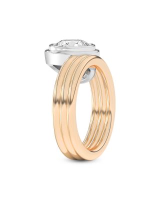 Certified Lab Grown Diamond Scarpa Brilliant Offset Double Bezel Ring in Platinum & 14K Yellow Gold, 2.07 tcw