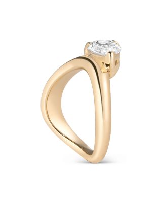 Certified Lab Grown Diamond Cloud Offset Pear Ring in 14K Yellow Gold, 2.01 tcw