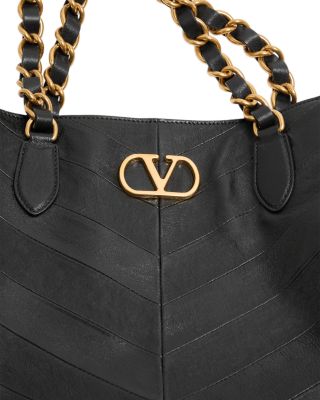 Laseine VLogo Leather Tote Bag