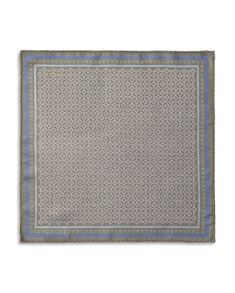 Eton Medallion Double Print Silk Pocket Square