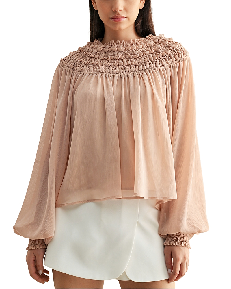Luvee Mable Smocked Sheer Blouse