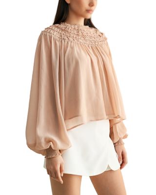 Smocked Sheer Blouse
