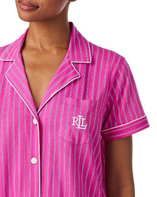 Short Sleeve Notch Collar Ankle Pant Pajama Set