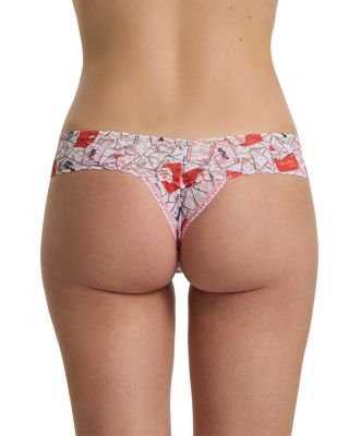 Printed Signature Lace Low Rise Thong