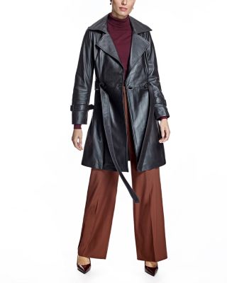 Leather Belted Trench Coat