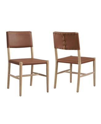 Dover Wood Faux Leather Dining Side Chairs, Set of 2
