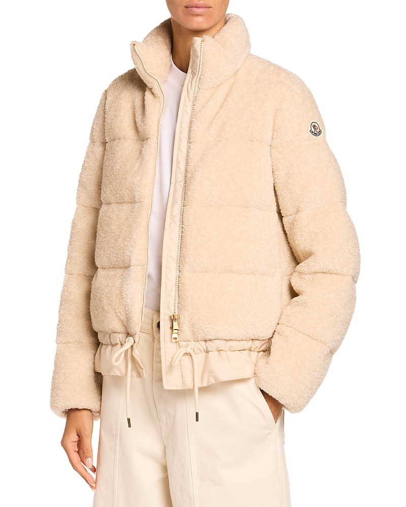 Moncler Cedre Teddy Short Down Jacket In White
