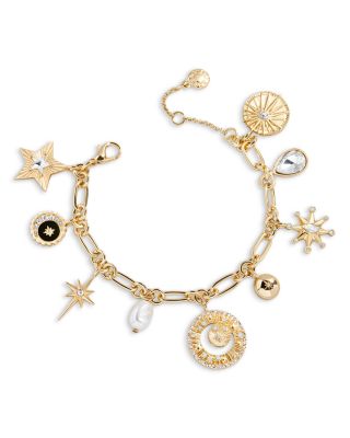 Star Power Cubic Zirconia & Imitation Pearl Celestial Charm Bracelet