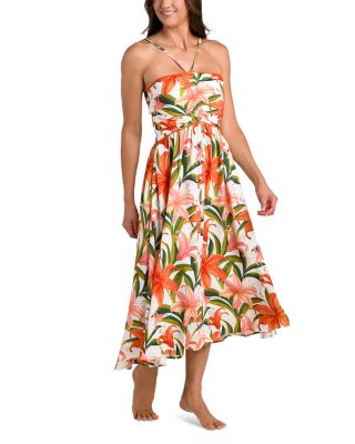 Jungle Blossoms Lace Up Dress Swim Cover-Up  