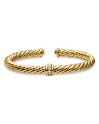 Cablespira&reg; Flex Center Station Bracelet in 18K Yellow Gold with Diamonds, 6mm