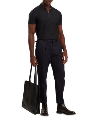 Zorin Herringbone Short Sleeve Zip Polo Shirt