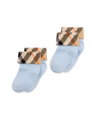 Unisex Check Turn Back Socks Set, Pack of 2 - Baby