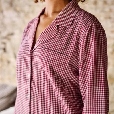 Gingham Ruffle Cotton Pajama Set