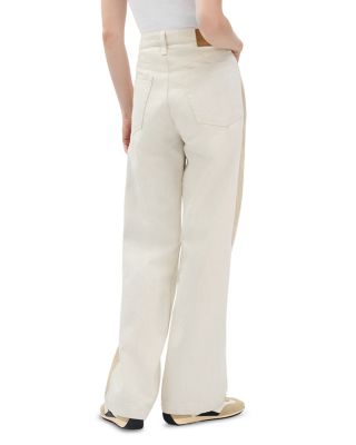 Logan High Rise Spliced Wide Leg Jeans in Twostone