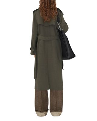 Long Stretch Wool Trench Coat