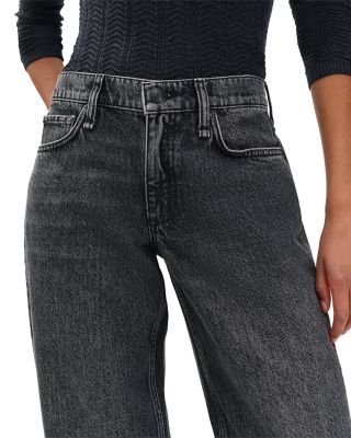 Saige Mid Rise Relaxed Leg Jeans in Charcoal