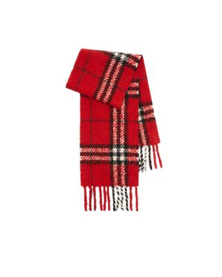  Check Alpaca Wool Blend Boucle Scarf