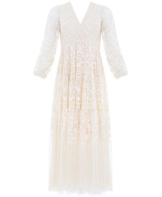  Celestia Ribbon Long Sleeve V-Neck Gown