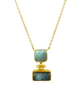 Nerissa Labradorite and Aqua Chalcedony Pendant Necklace
