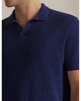 Textured Stretch Linen Blend Polo
