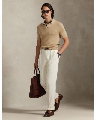 Textured Stretch Linen Blend Polo