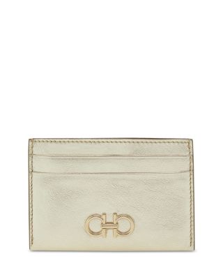 Gancini Metallic Leather Card Holder