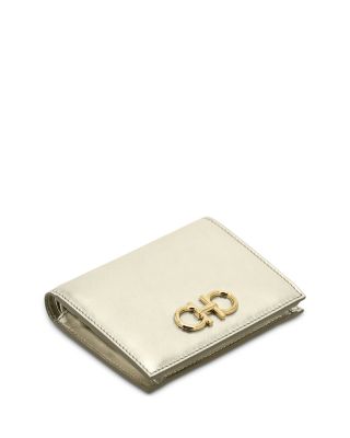 Gancini Compact Metallic Leather Wallet