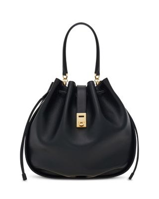 Hug Buckle Leather Bucket Bag