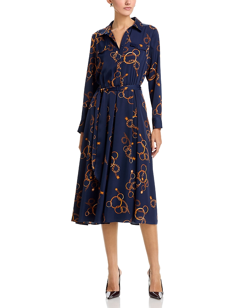 T Tahari Half Placket Button Down Midi Dress