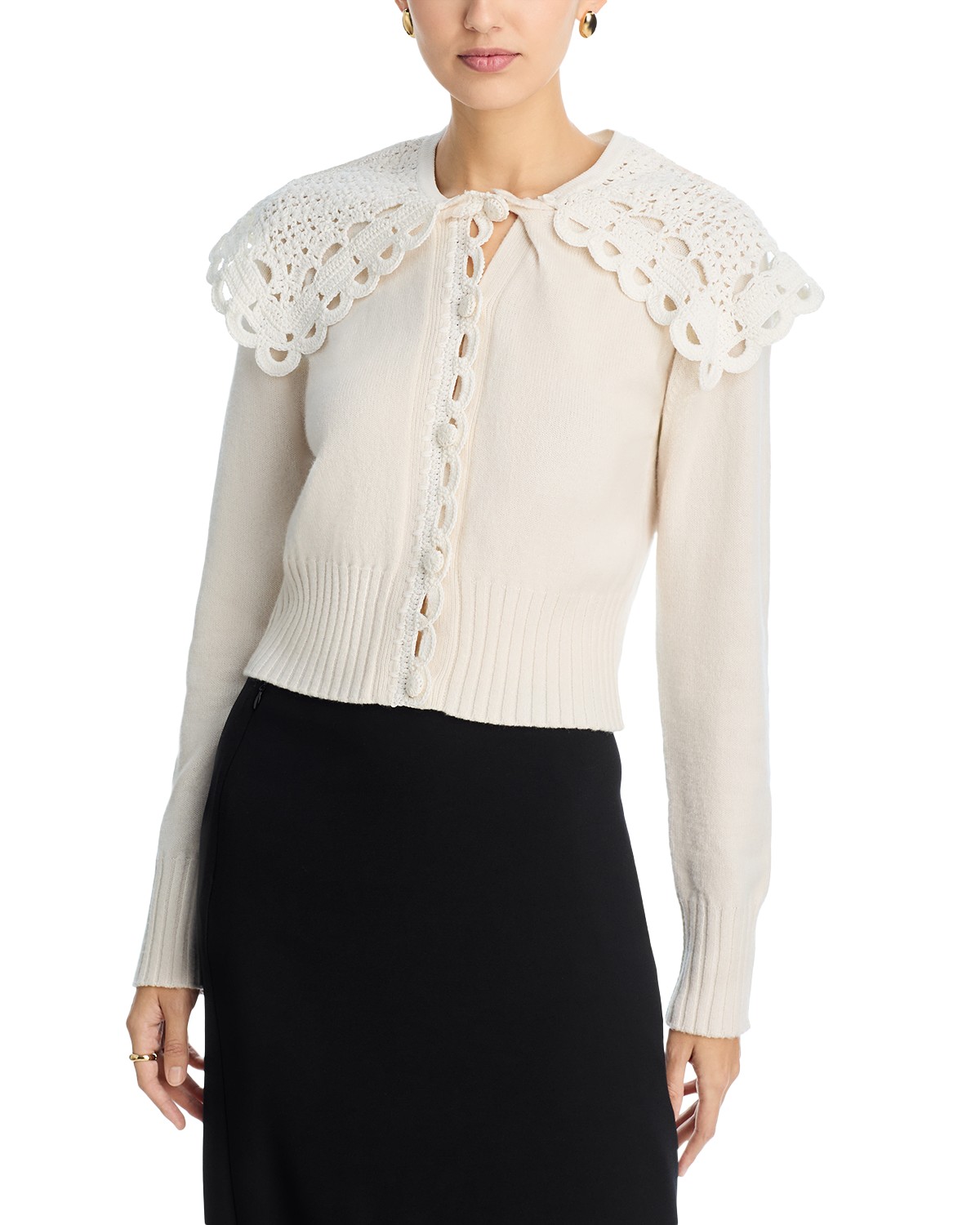 Erdem Lace Shawl Cardigan in Alabaster