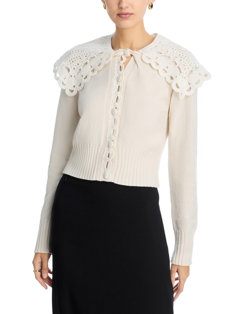 Erdem Lace Shawl Cardigan in Alabaster