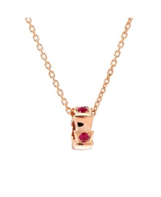  Serpenti Viper Pendant Necklace 18K Rose Gold with Rubies, 16.25 - 17"