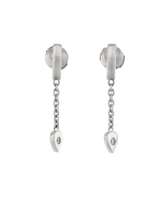  Mon Amour Heart Drop Earrings 18K White Gold with Diamonds