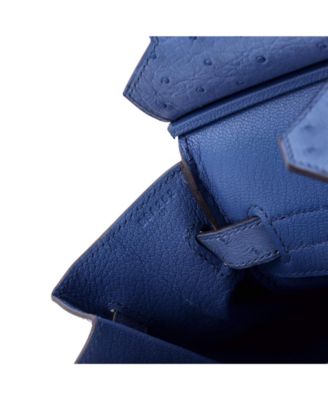 Birkin 30 Handbag Blue Ostrich with Gold Hardware